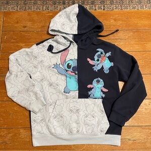 Disney Split-Panel Stitch Hoodie in Black, Gray, Teal, Pink
